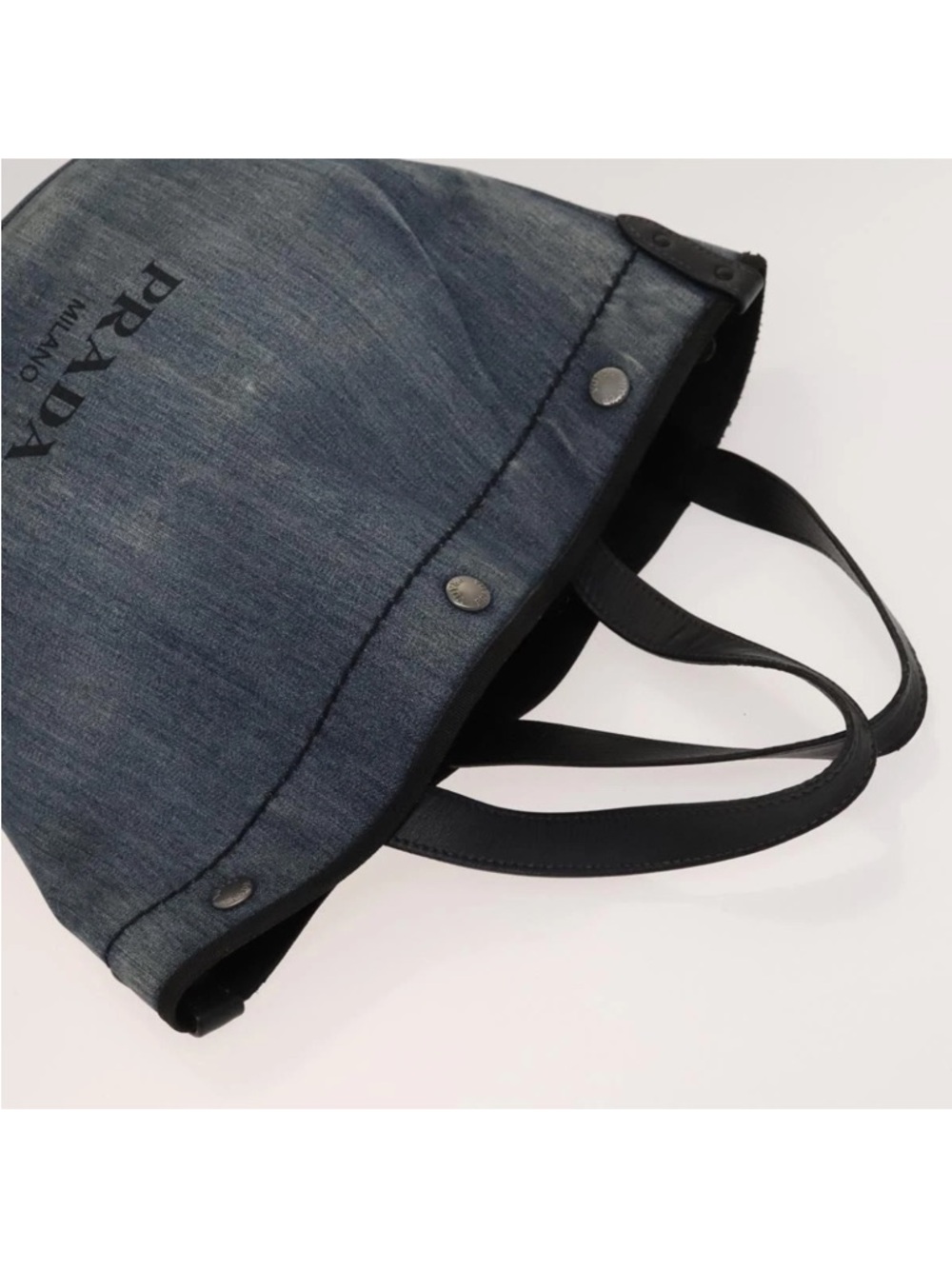Authentic Prada Denim 2 Way Tote Bag w/ Removable Pouch - Picture 8 of 16